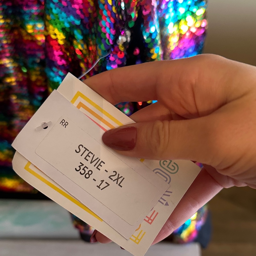 LuLaRoe NWT rainbow Sequin bomber Jacket - Picture 6 of 9